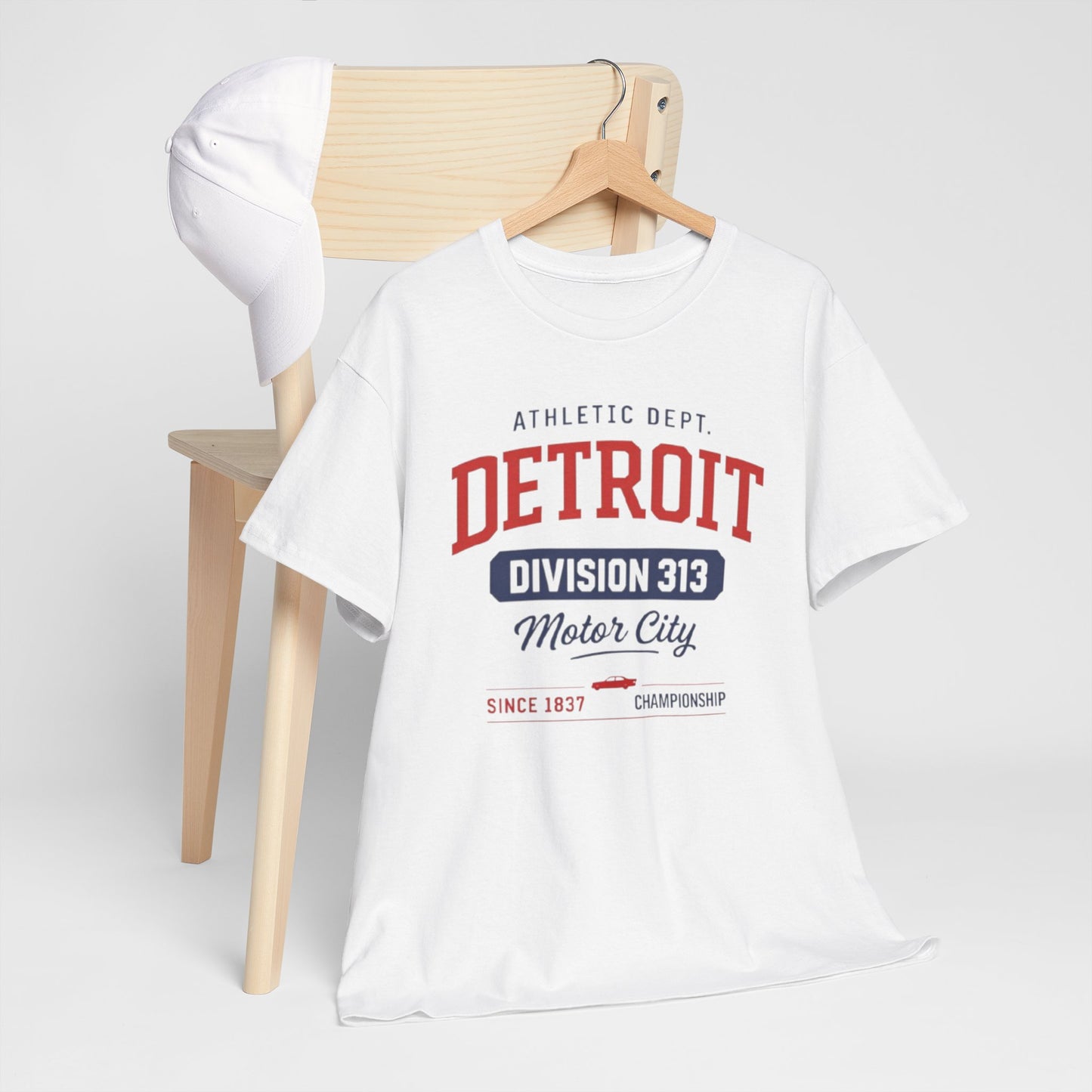 Detroit Division 313 Motor City T-Shirt Vintage varsity College style Casual tee  Retro design