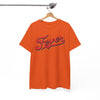 White Smoke Indiana Fever Retro Script Tee — Vintage Red & Gold Graphic T-Shirt