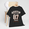 Dark Slate Gray Austin Texas State 87 Graphic T-Shirt – Vintage Varsity City Streetwear Tee