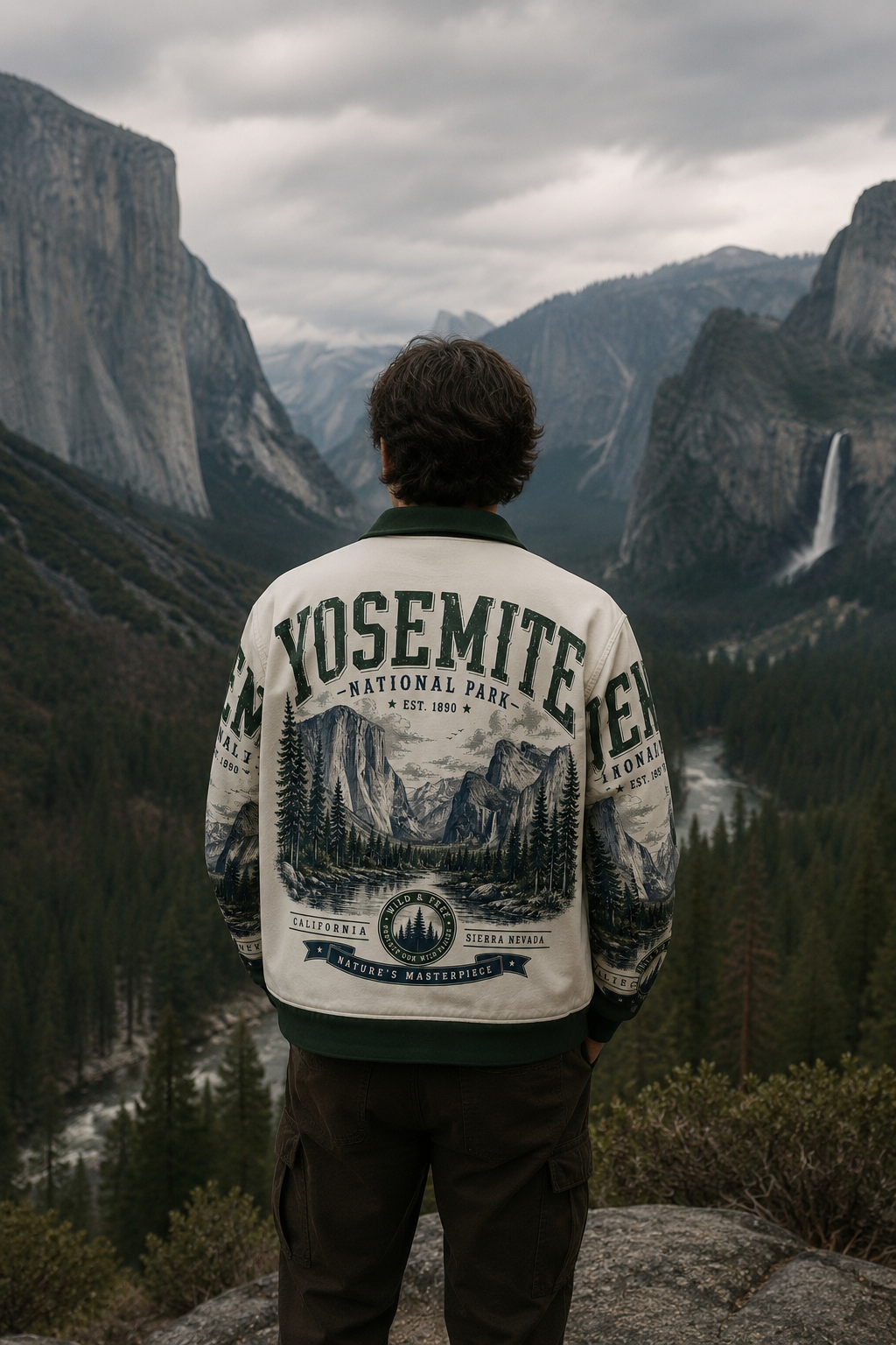 Yosemite National Park Mountain Landscape Jacket – Vintage Outdoor Adventure Streetwear Coat for Men &amp; Women