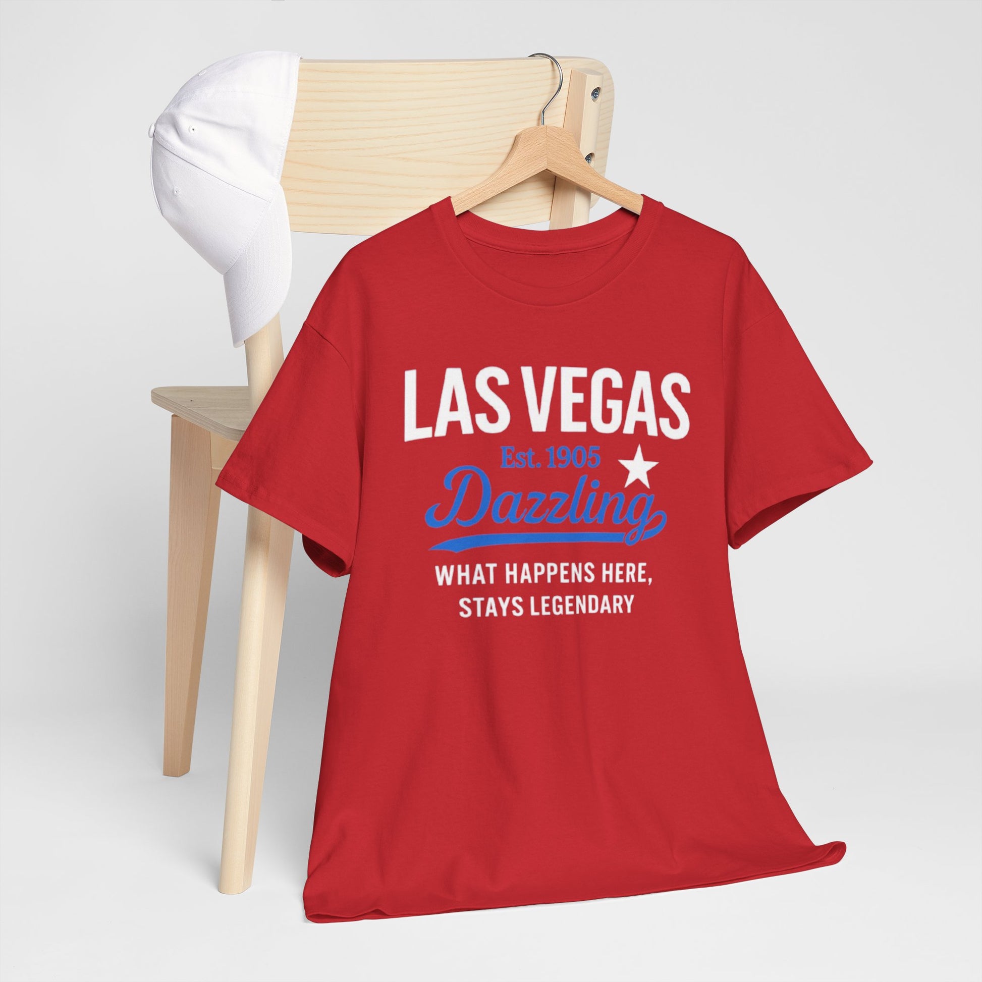 Firebrick Las Vegas Dazzling Tee — "What Happens Here, Stays Legendary" Graphic Shirt