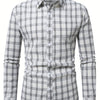 Gray Color-Woven Long-Sleeve Shirt