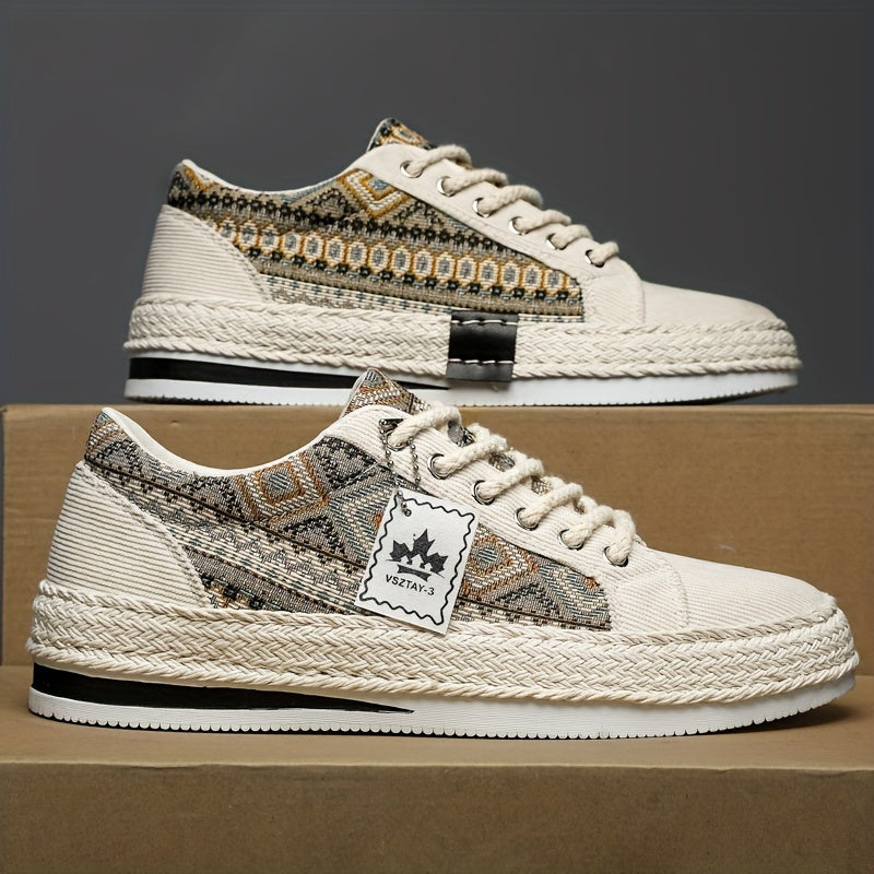 Men'S Breathable Casual Sneakers - Lightweight Summer Shoes with Lace-Up Closure, Non-Slip Rubber Sole - Beige/Black/Teal Colorway for Everyday, Office, Formal Events - All-Season Comfortable Walking Shoes, Office Footwear, S