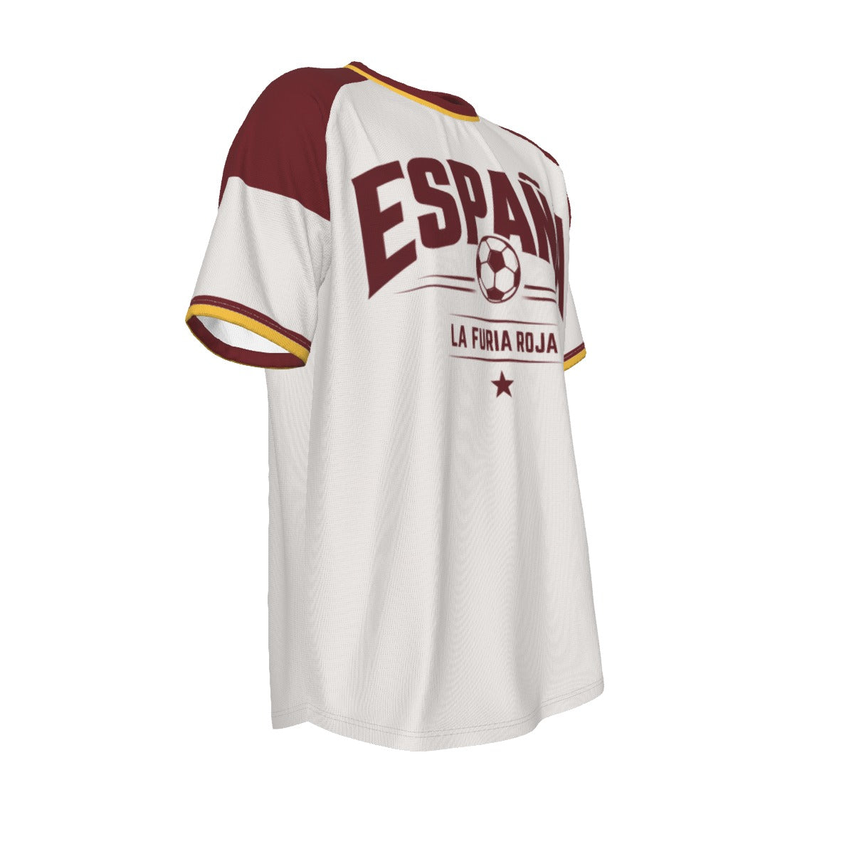 Spain Football T Shirt White Burgundy Gold – España La Furia Roja Soccer Fan Shirt Game Day Outfit streetwear fashion product image 3