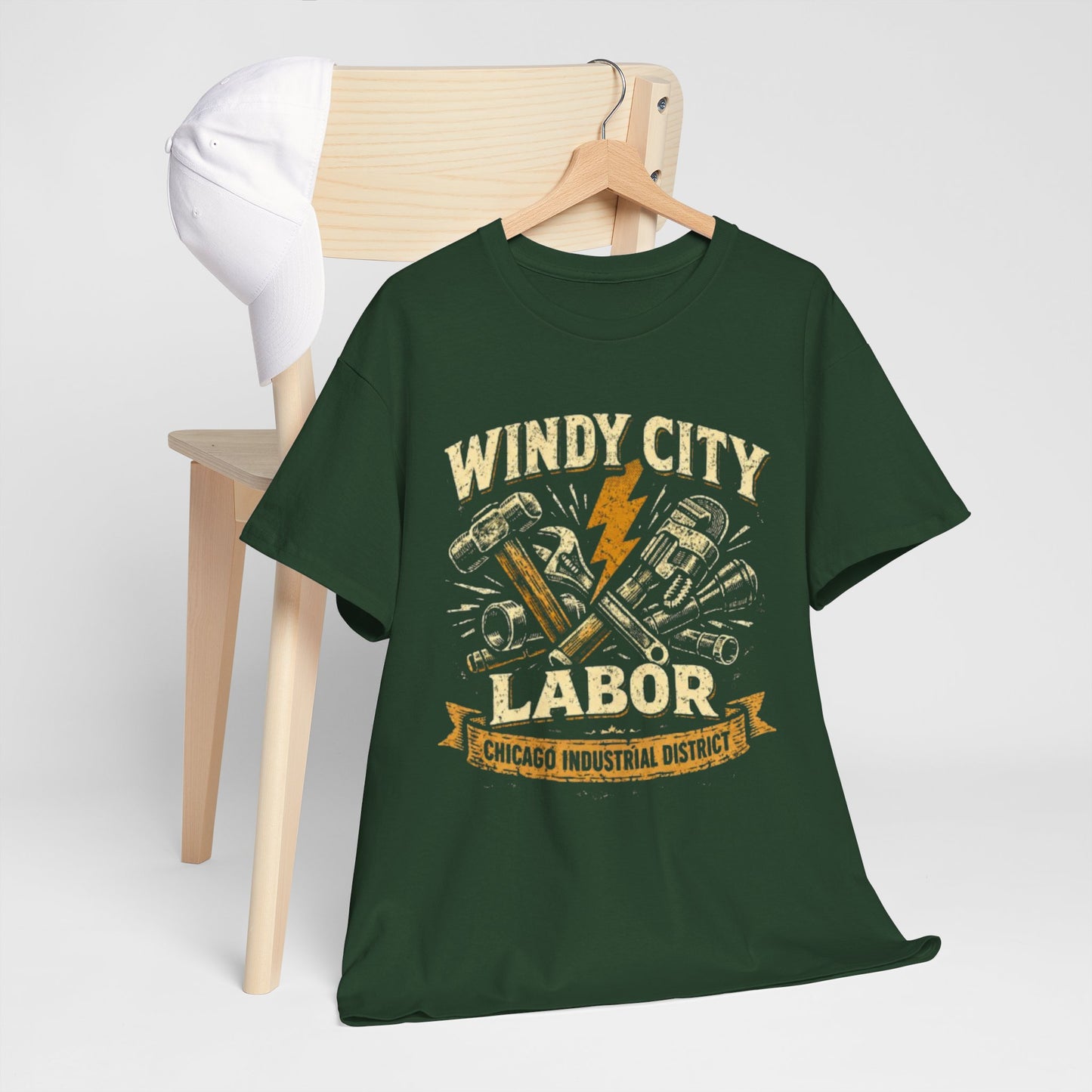 Lavender Windy City Labor Chicago Industrial District T-Shirt – Vintage Worker Tools Graphic Tee