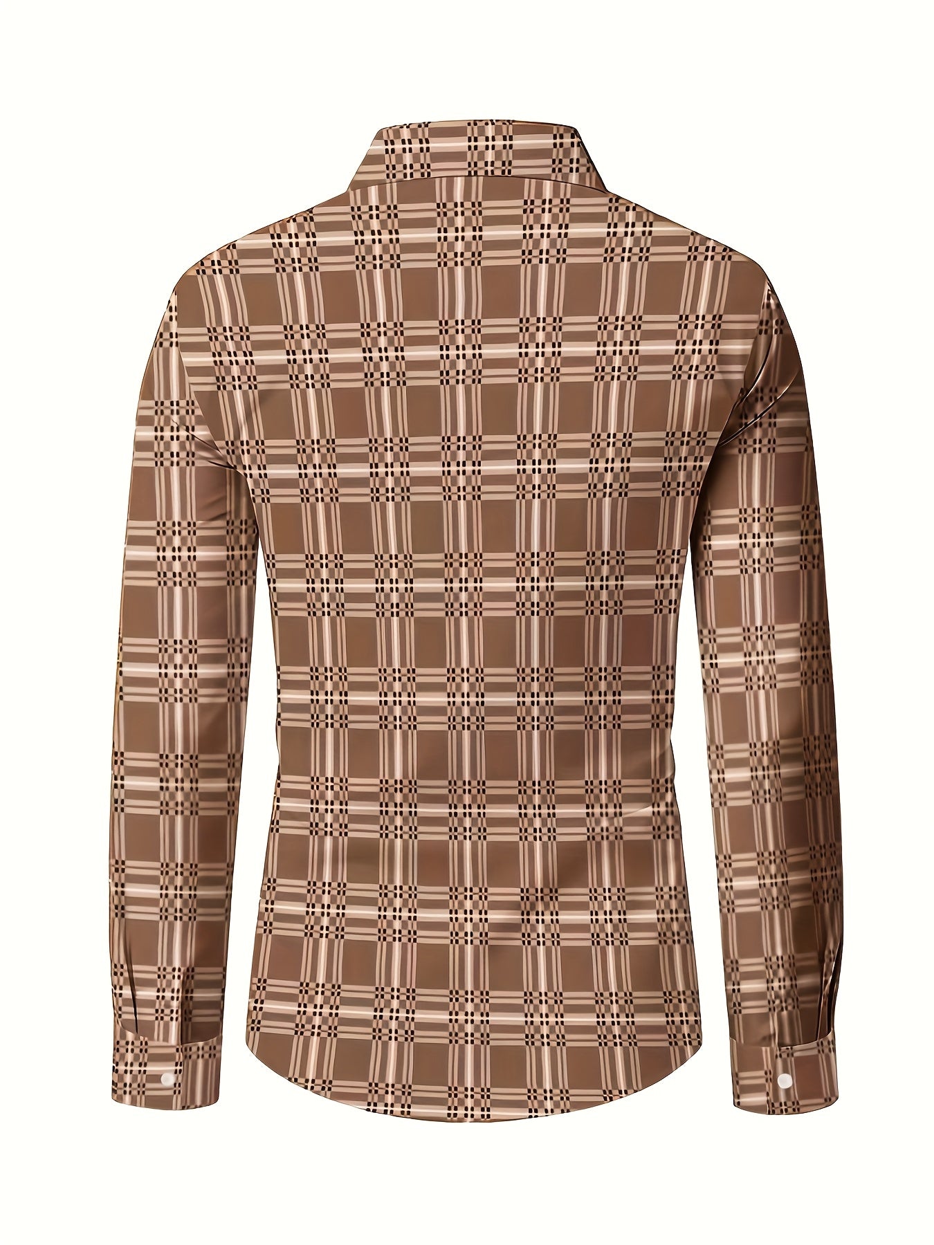 Dim Gray Men'S Plaid Long-Sleeve Shirt with 3D Digital Printing, Suitable for Casual Outings, Entertainment, And Gatherings