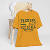Goldenrod Packers Football T-Shirt — Retro Helmet & Stripes Fan Tee