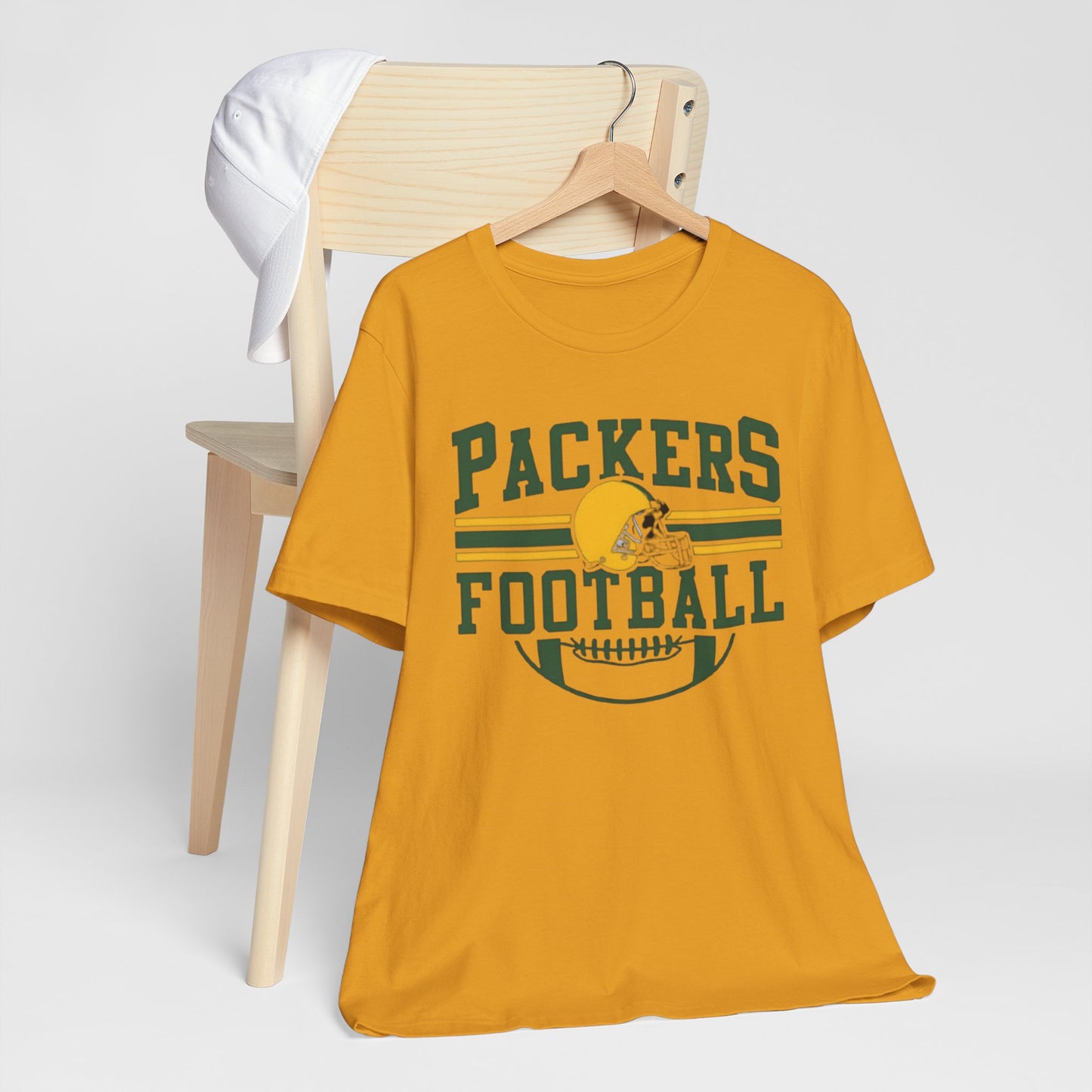 Packers Football T-Shirt — Retro Helmet & Stripes Fan Tee