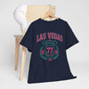 Dark Slate Gray Las Vegas Nevada '77 Crest Tee — Vintage Casino Travel Shirt