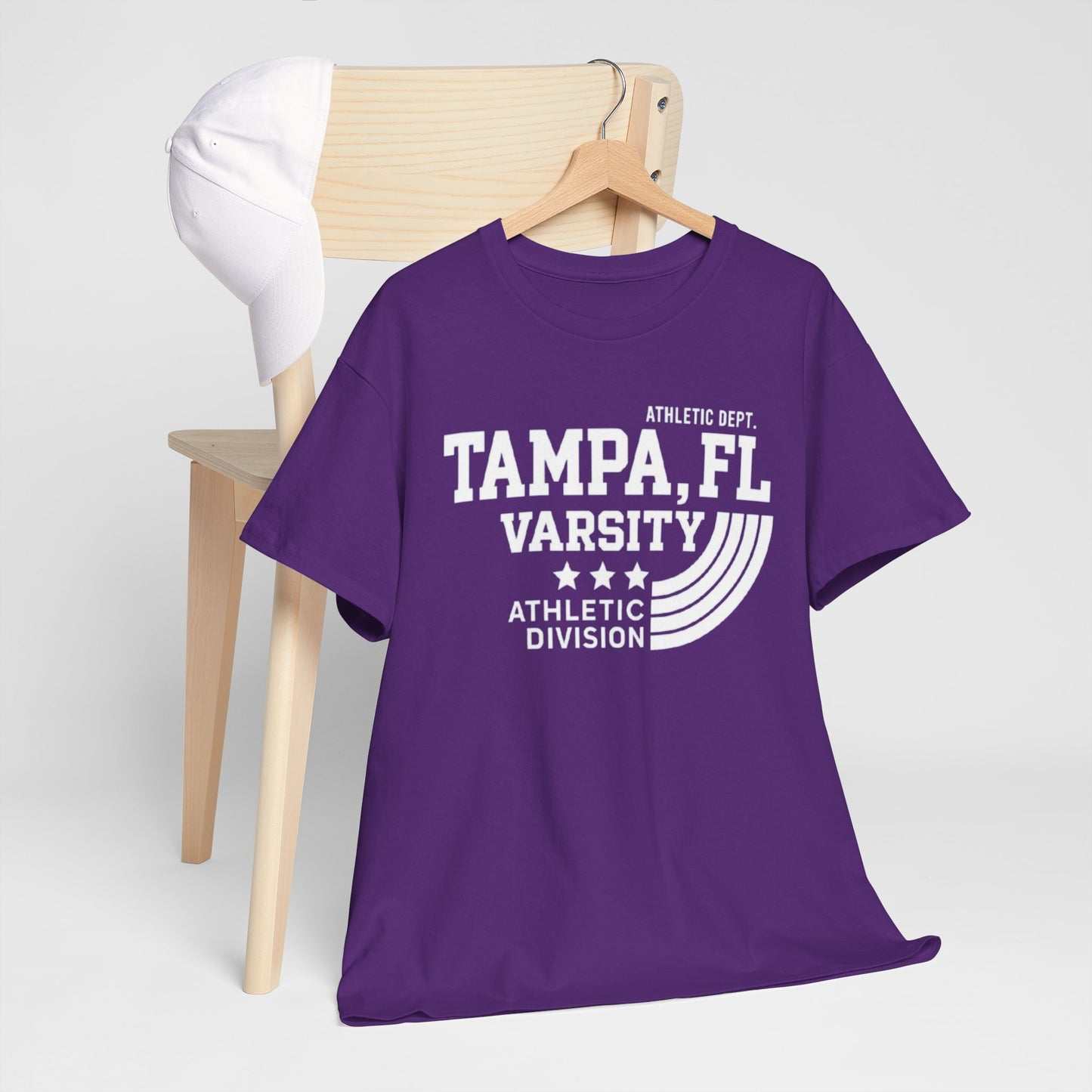 Lavender Tampa varsity FL t-shirt,  athletic tee vintage collegiate sports style shirt