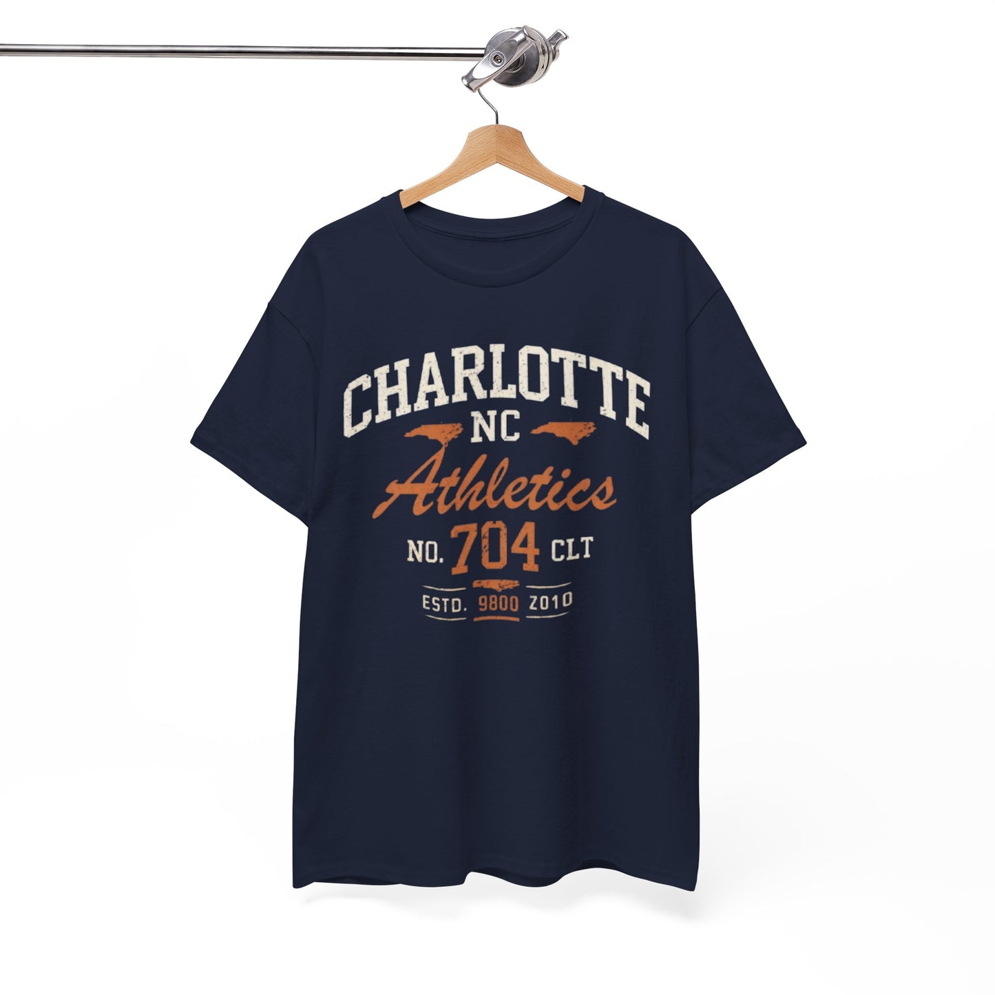 White Smoke Charlotte NC Athletics No. 704 T-Shirt — Vintage CLT City Tee