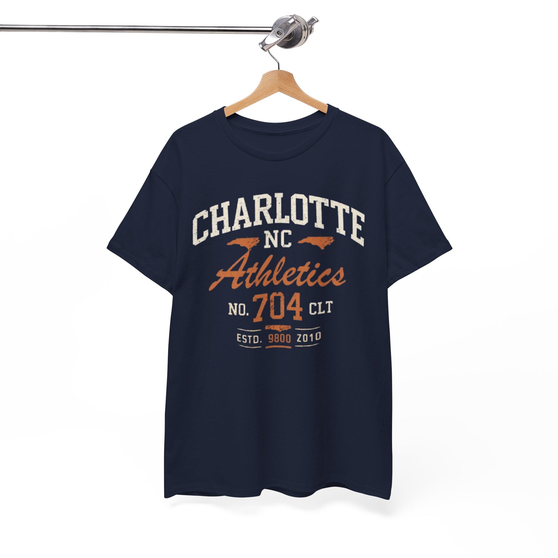 White Smoke Charlotte NC Athletics No. 704 T-Shirt — Vintage CLT City Tee