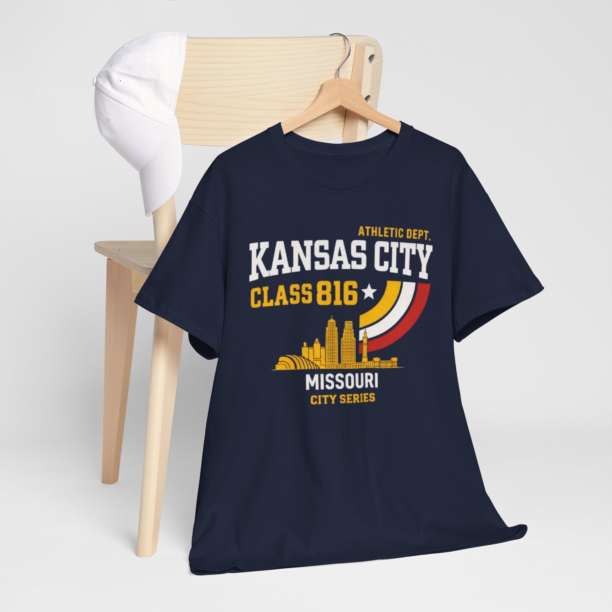Dark Slate Gray Kansas City Class 816 T-Shirt — Missouri City Skyline Retro Athletic Tee