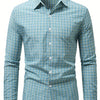 White Smoke Plaid Casual Turn- Collar Shirt