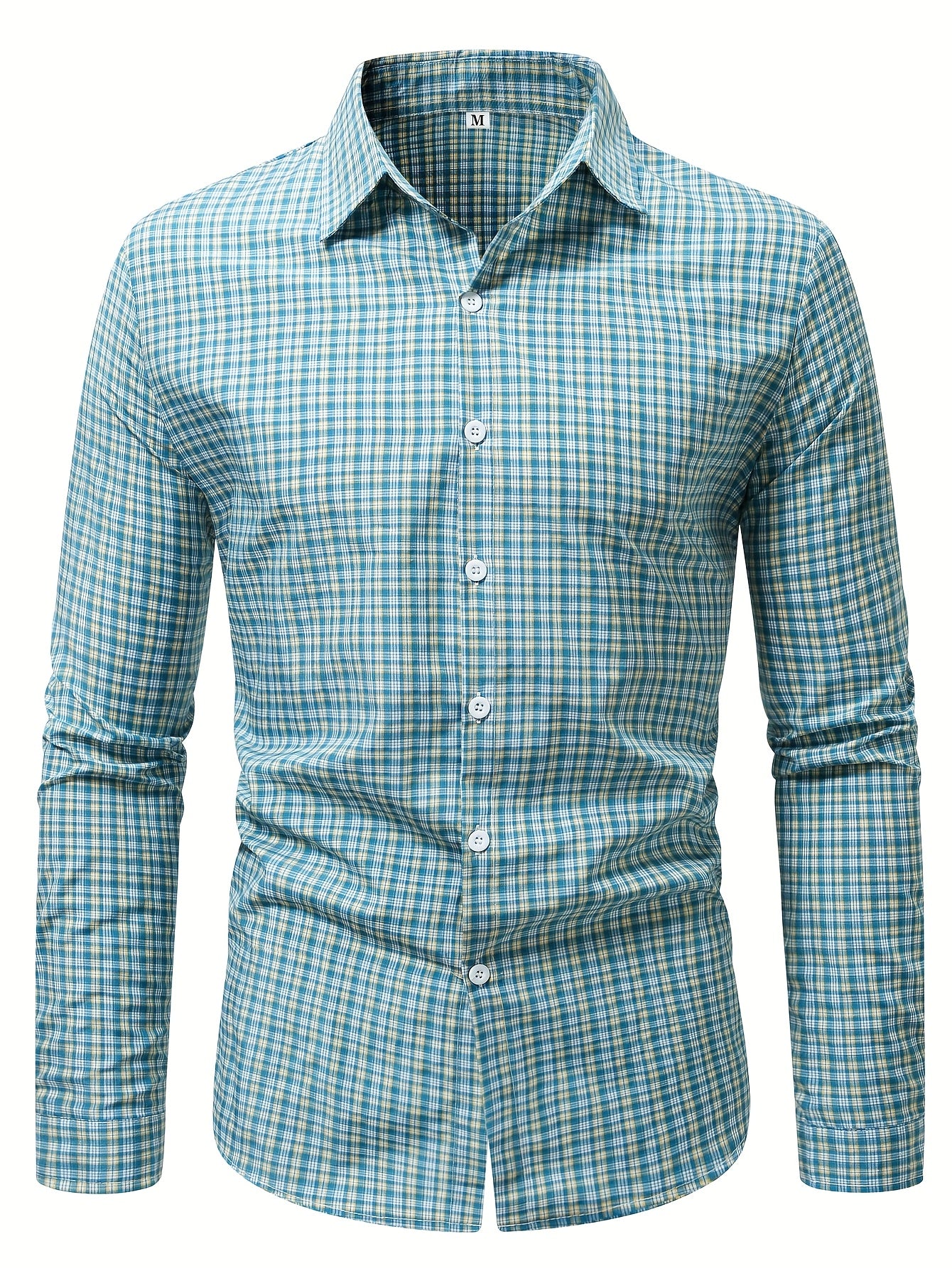 Plaid Casual Turn- Collar Shirt