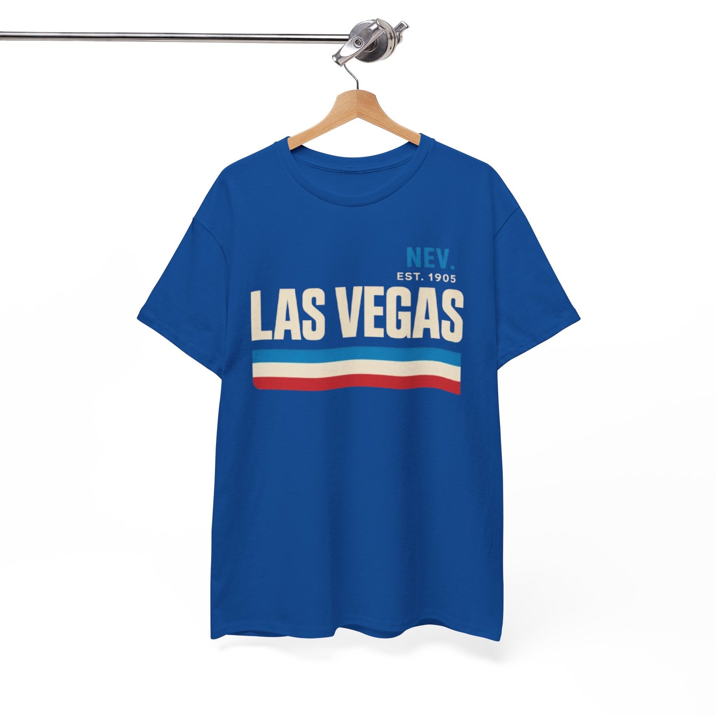 White Smoke Las Vegas Vintage Stripe Tee — Nev. EST. 1905 Retro City T‑Shirt