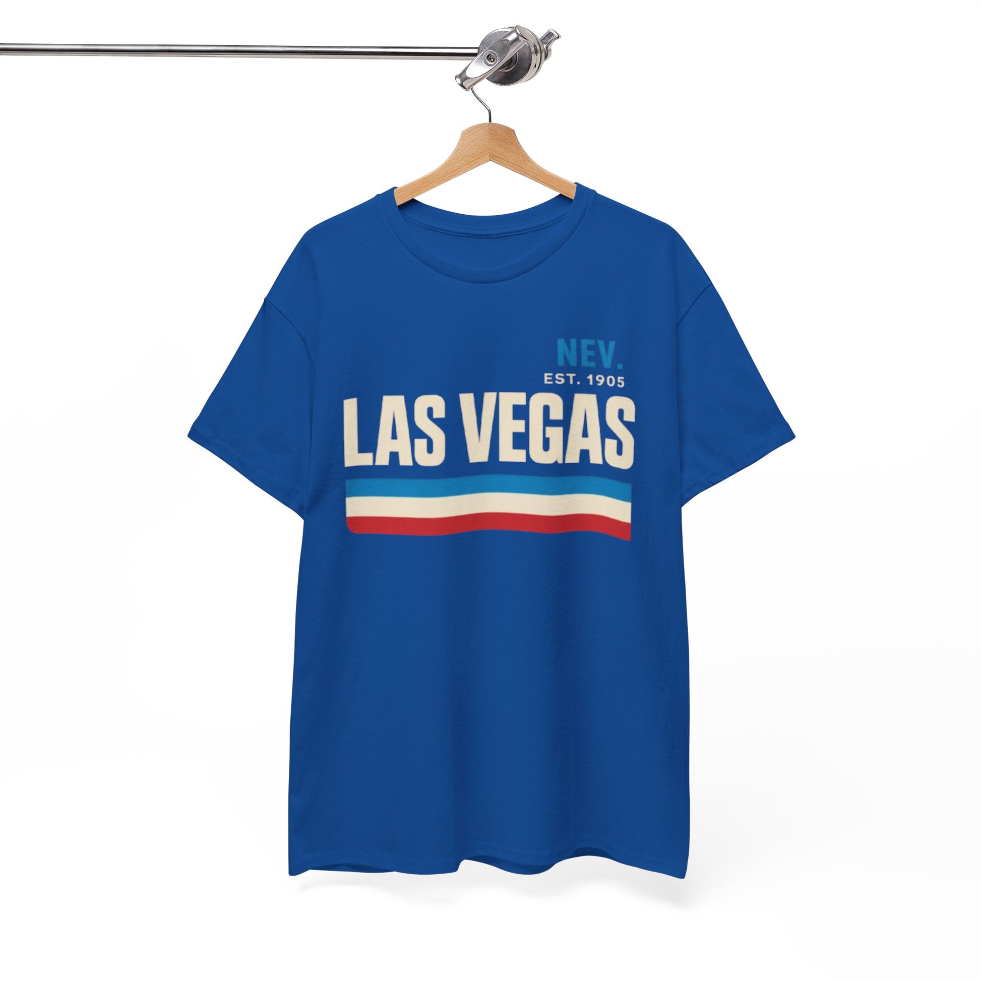 White Smoke Las Vegas Vintage Stripe Tee — Nev. EST. 1905 Retro City T‑Shirt