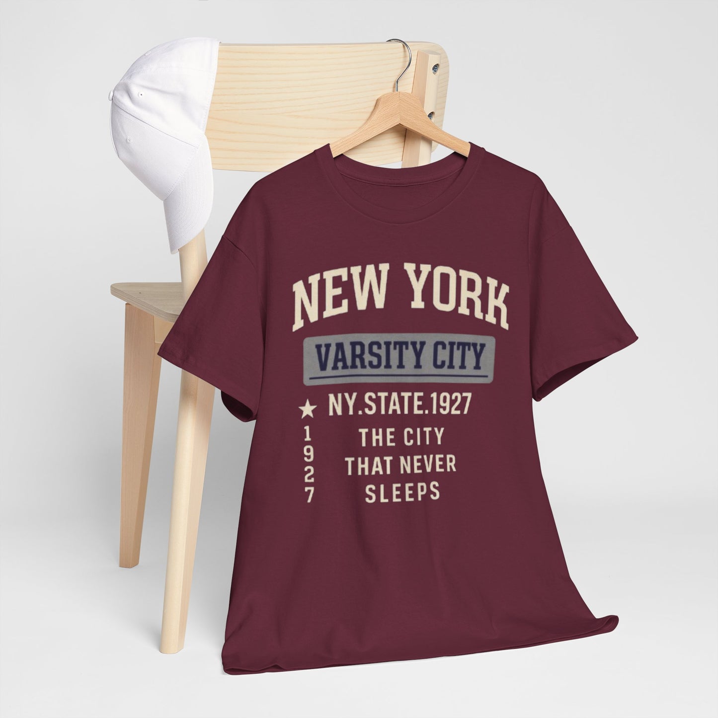 Dark Slate Gray New York Varsity City T-Shirt — 'The City That Never Sleeps' Vintage Tee