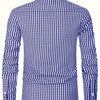 Light Slate Gray Men's Slim Fit Long Sleeve Shirt - Black & White Classic Plaid Pattern, Business Casual Button-Up Shirt, Machine Washable Summer Office & Formal Wear, Business Casual Wear | Collared Shirt | Stylish Checkered Pattern
