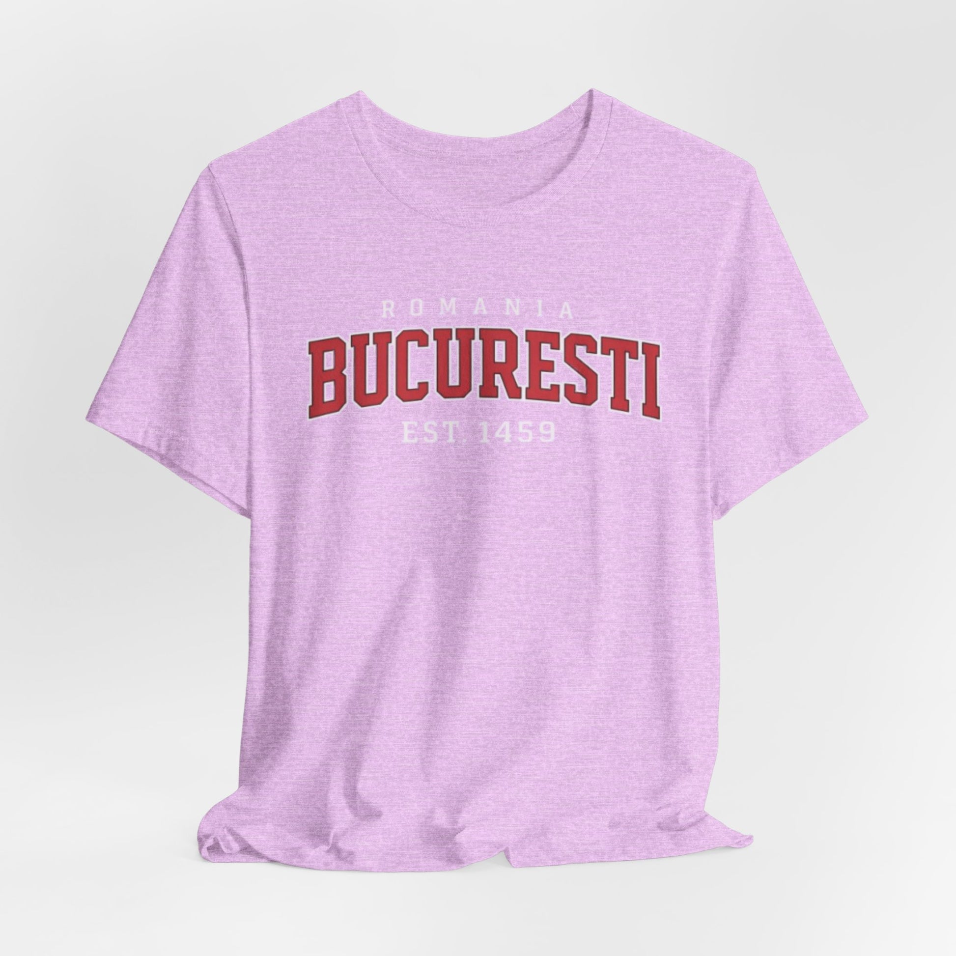 Lavender Tricou Bucuresti Romania – Vintage Collegiate Est. 1459 Tee