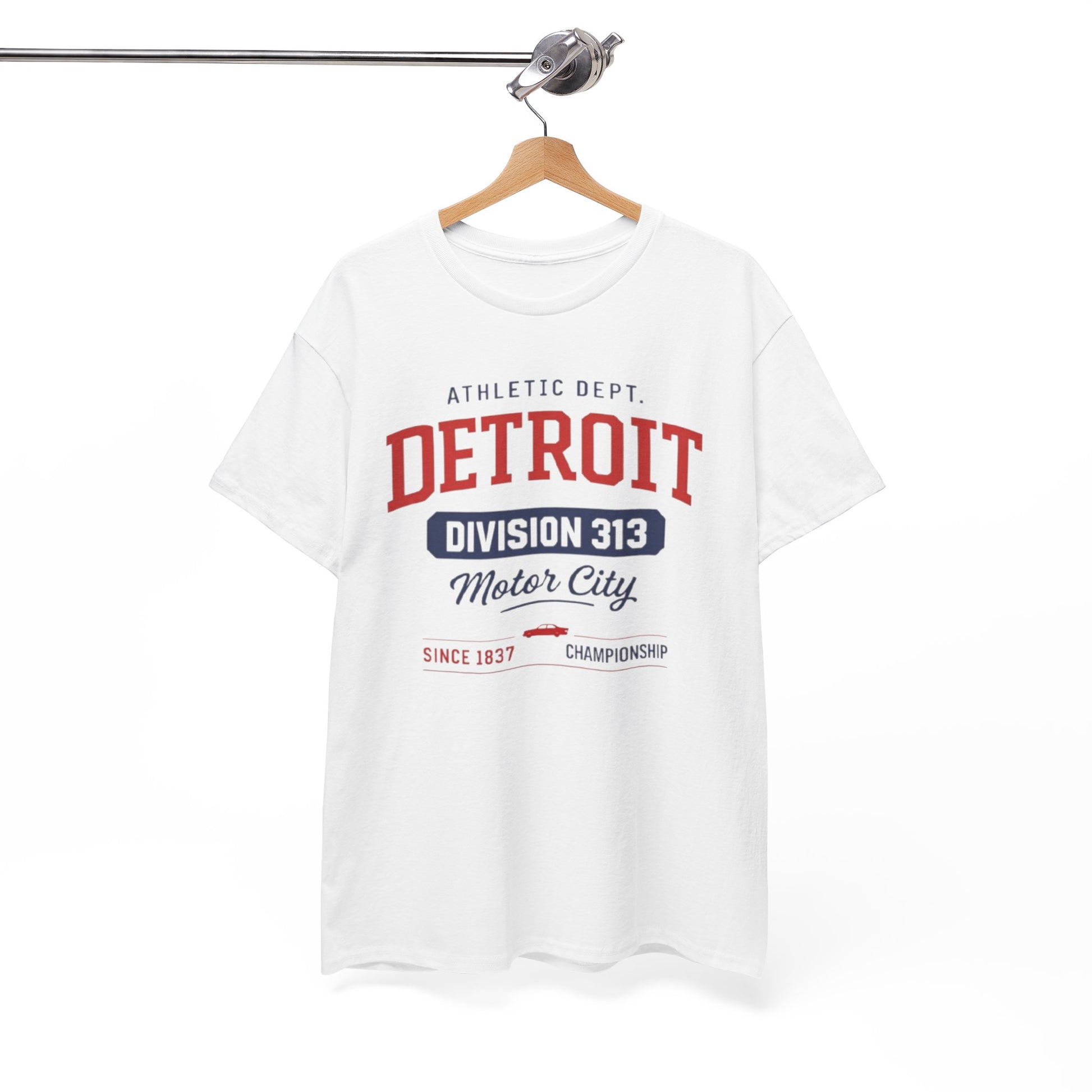 White Smoke Detroit Division 313 Motor City T-Shirt Vintage varsity College style Casual tee  Retro design