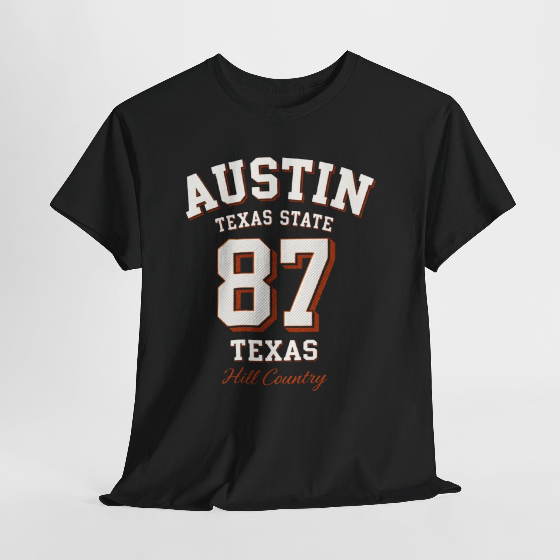 Dark Slate Gray Austin Texas State 87 Graphic T-Shirt – Vintage Varsity City Streetwear Tee