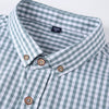 Light Slate Gray 1pc Men'S Casual Plaid Shirt | Long Sleeve, Non-Stretch Fabric, Single Breasted, Left Chest Pocket, Ideal for Daily Commute and Business Casual Occasions