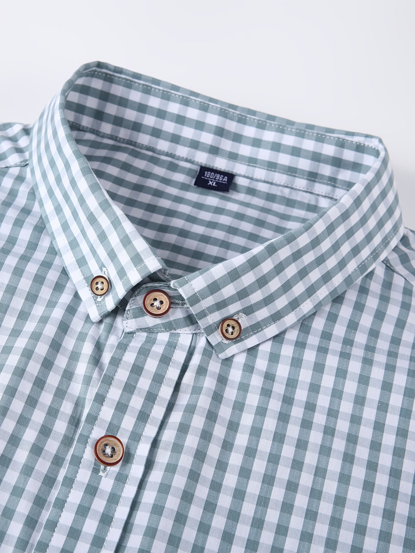 Light Slate Gray 1pc Men'S Casual Plaid Shirt | Long Sleeve, Non-Stretch Fabric, Single Breasted, Left Chest Pocket, Ideal for Daily Commute and Business Casual Occasions