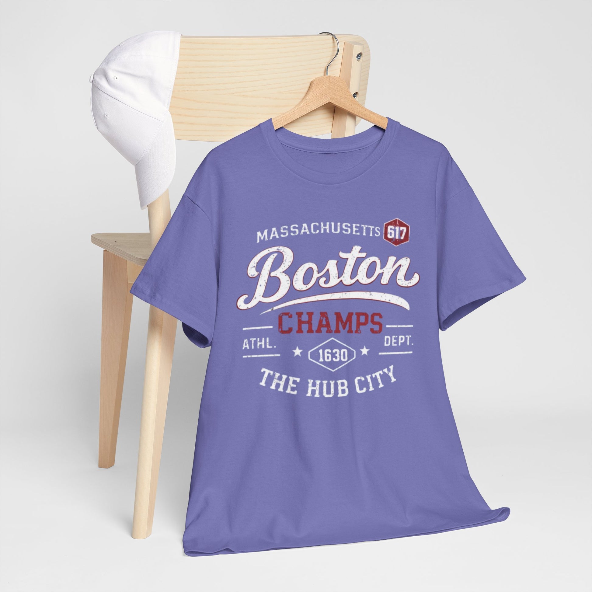 Light Slate Gray Boston Champs T‑Shirt — The Hub City Retro Athletic Tee