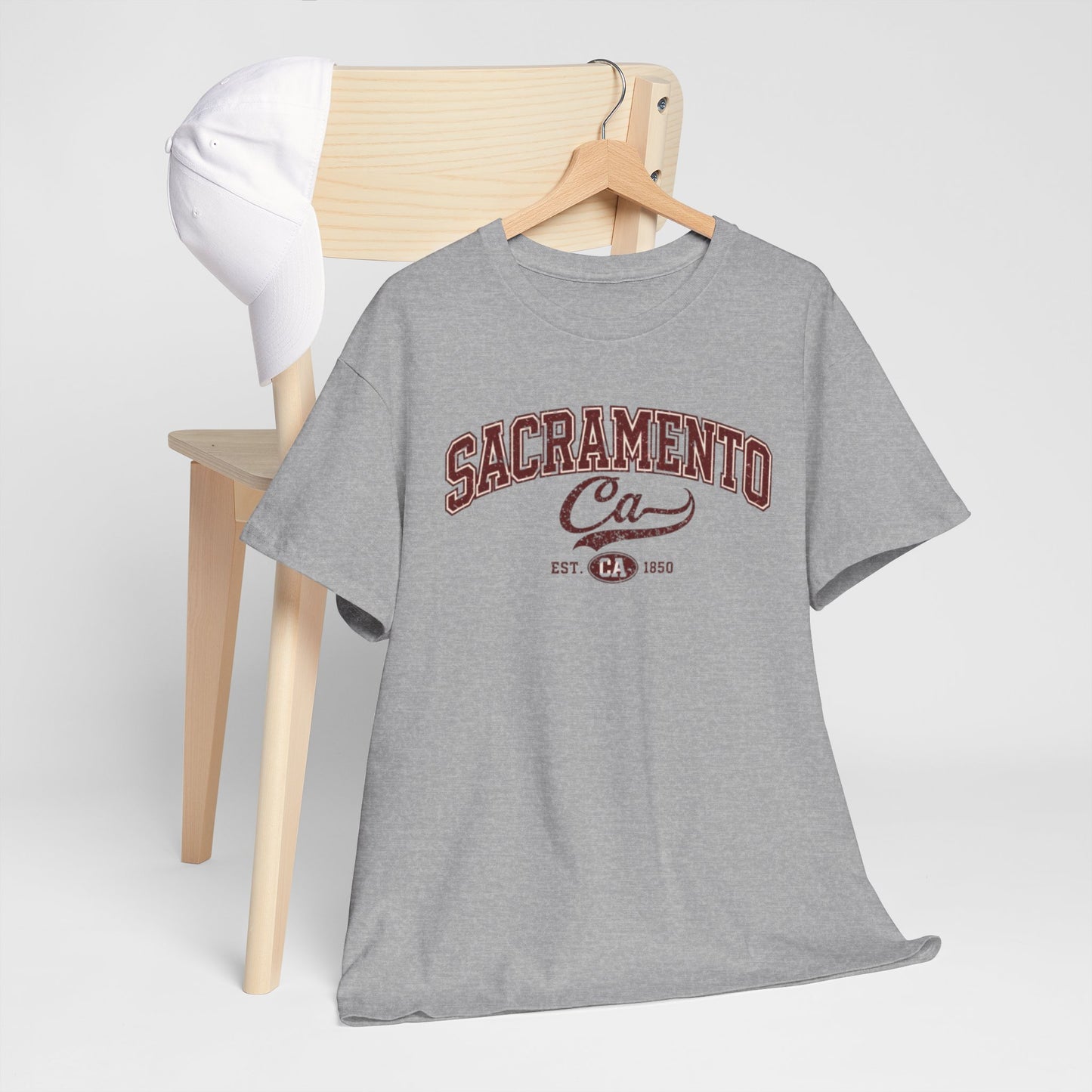 Dark Gray Sacramento CA Vintage College T-Shirt — Retro City Tee