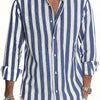 White Smoke Men's Casual Striped Long Sleeve Shirt with Turn- Collar and Buttons, Suitable for Dating, Beach, Vacation, Spring, Autumn, and Winter Seasons