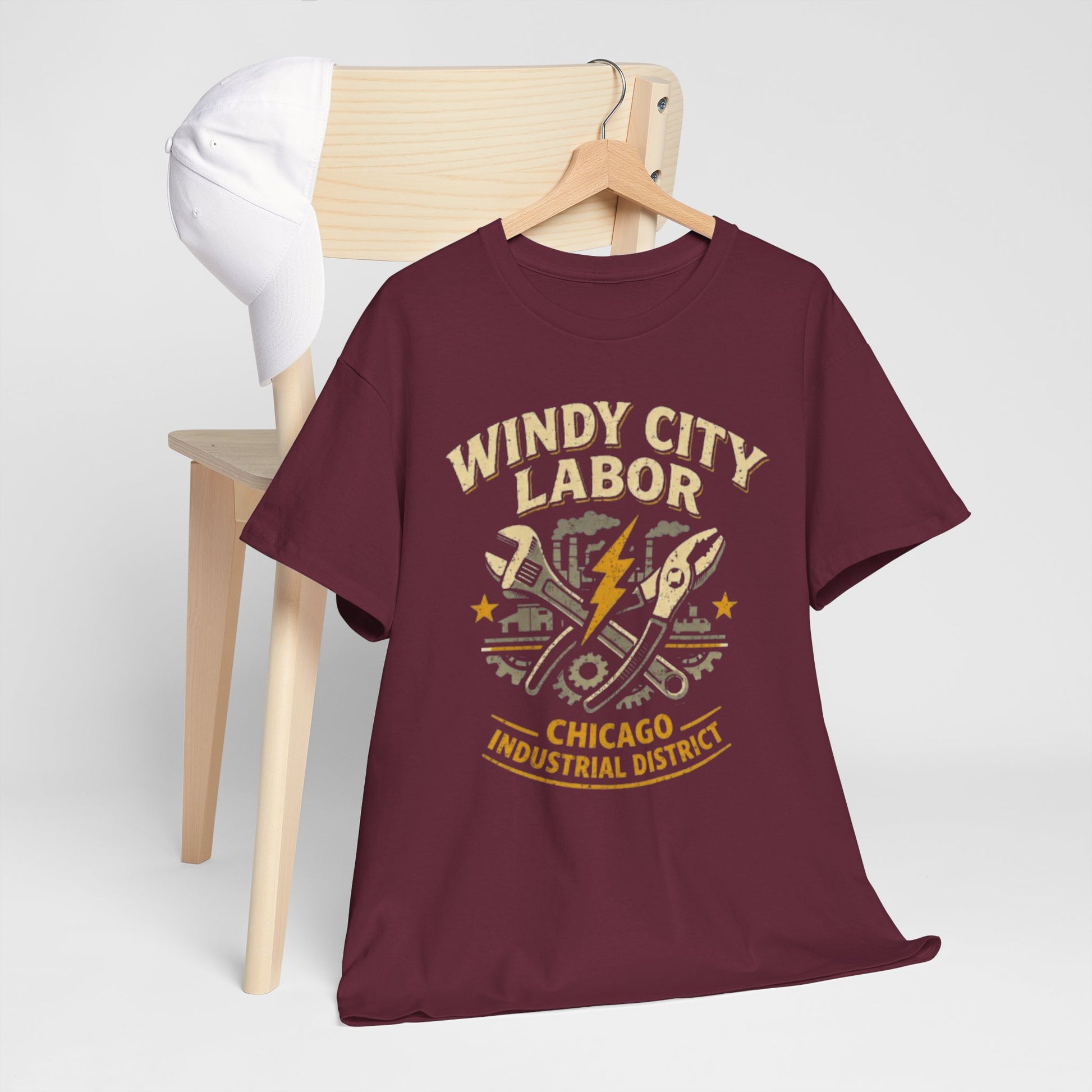 Lavender Windy City Labor Chicago Industrial District T-Shirt – Vintage Worker Graphic Tee
