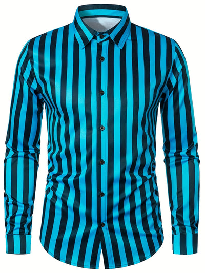 White Smoke Autumn New Arrival Men's Stylish Striped Long Sleeve Shirt, Slim Fit Casual Top