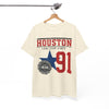 White Smoke Houston 91 Texas Vintage Graphic Tee  City vintage  Lone Star  Houston shirt  Texan apparel  gift
