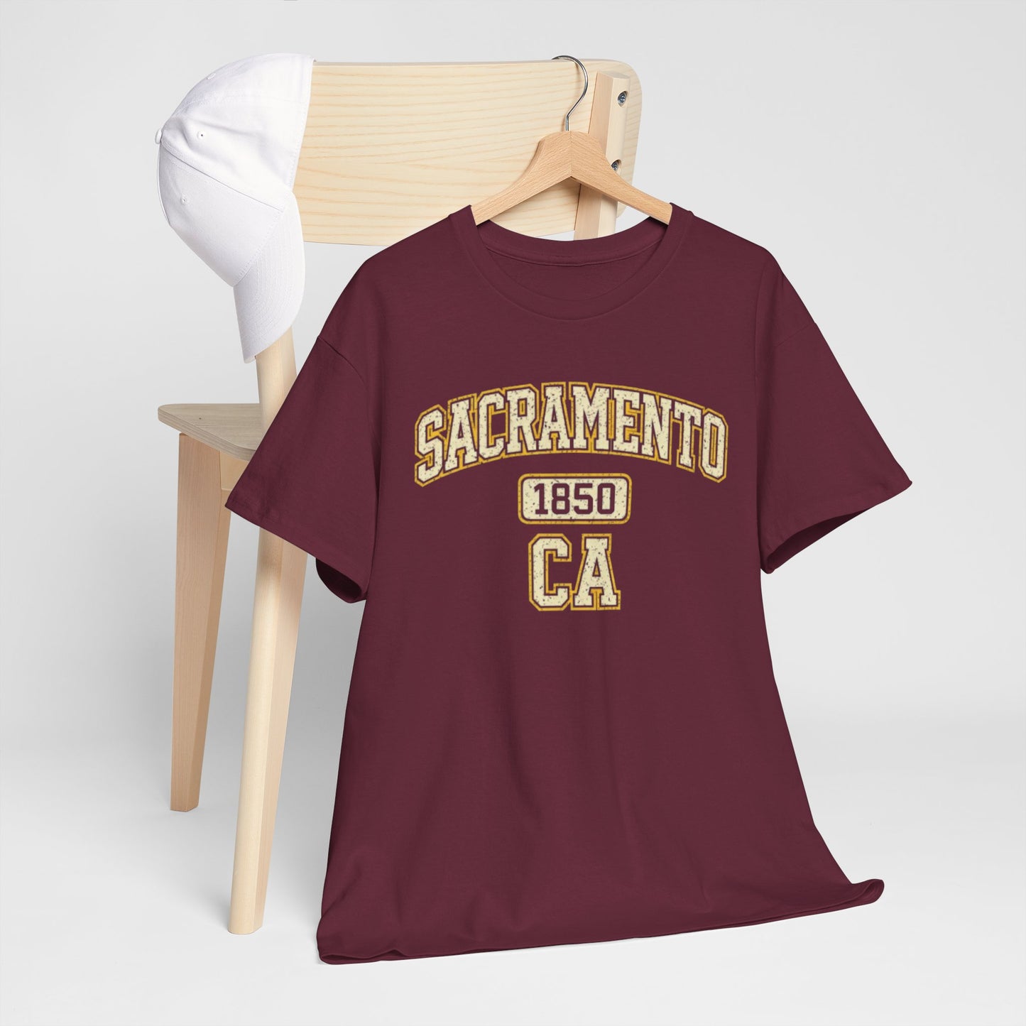 Dark Slate Gray Sacramento 1850 CA T-Shirt — Vintage Collegiate City Tee