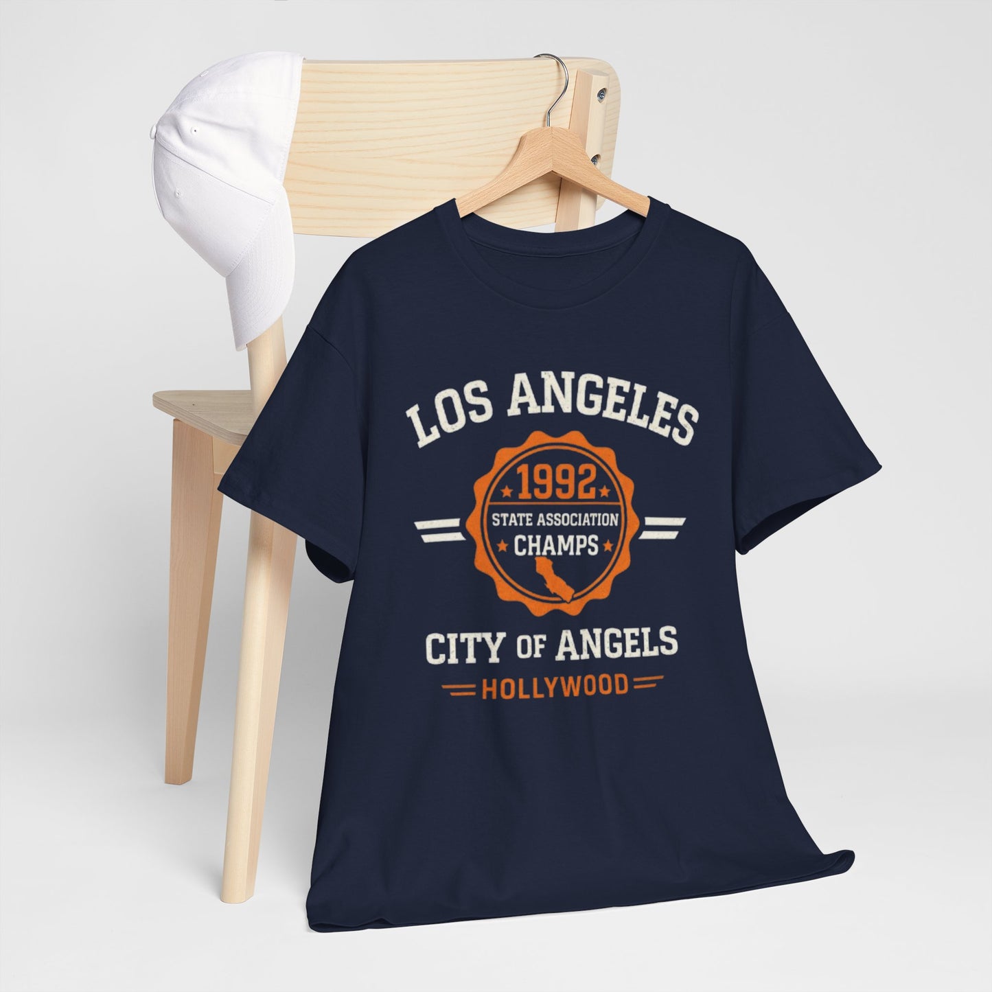 Los Angeles 1992 City of Angels Graphic T-Shirt – Vintage Hollywood Streetwear Tee
