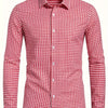 Pale Violet Red Men's Plaid Button- Shirt, Regular Fit, Long Sleeve, Casual Business Shirt