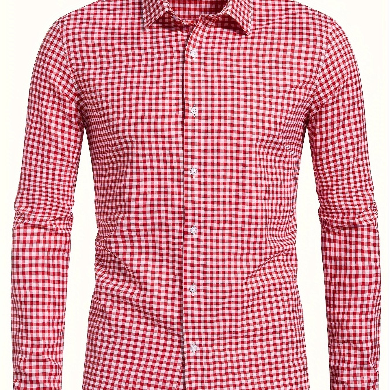 Men's Plaid Button- Shirt, Regular Fit, Long Sleeve, Casual Business Shirt