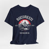 Dark Slate Gray Tricou București România Vintage Cityscape — Tricou suvenir București Înființat în 1459