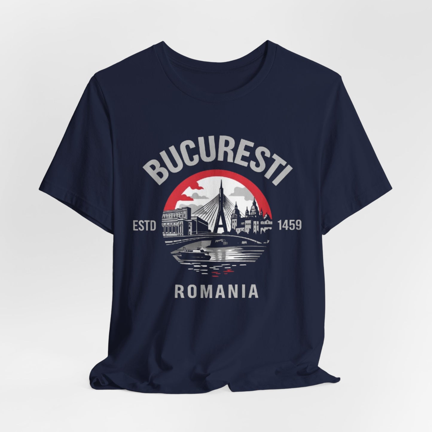 Dark Slate Gray Tricou București România Vintage Cityscape — Tricou suvenir București Înființat în 1459