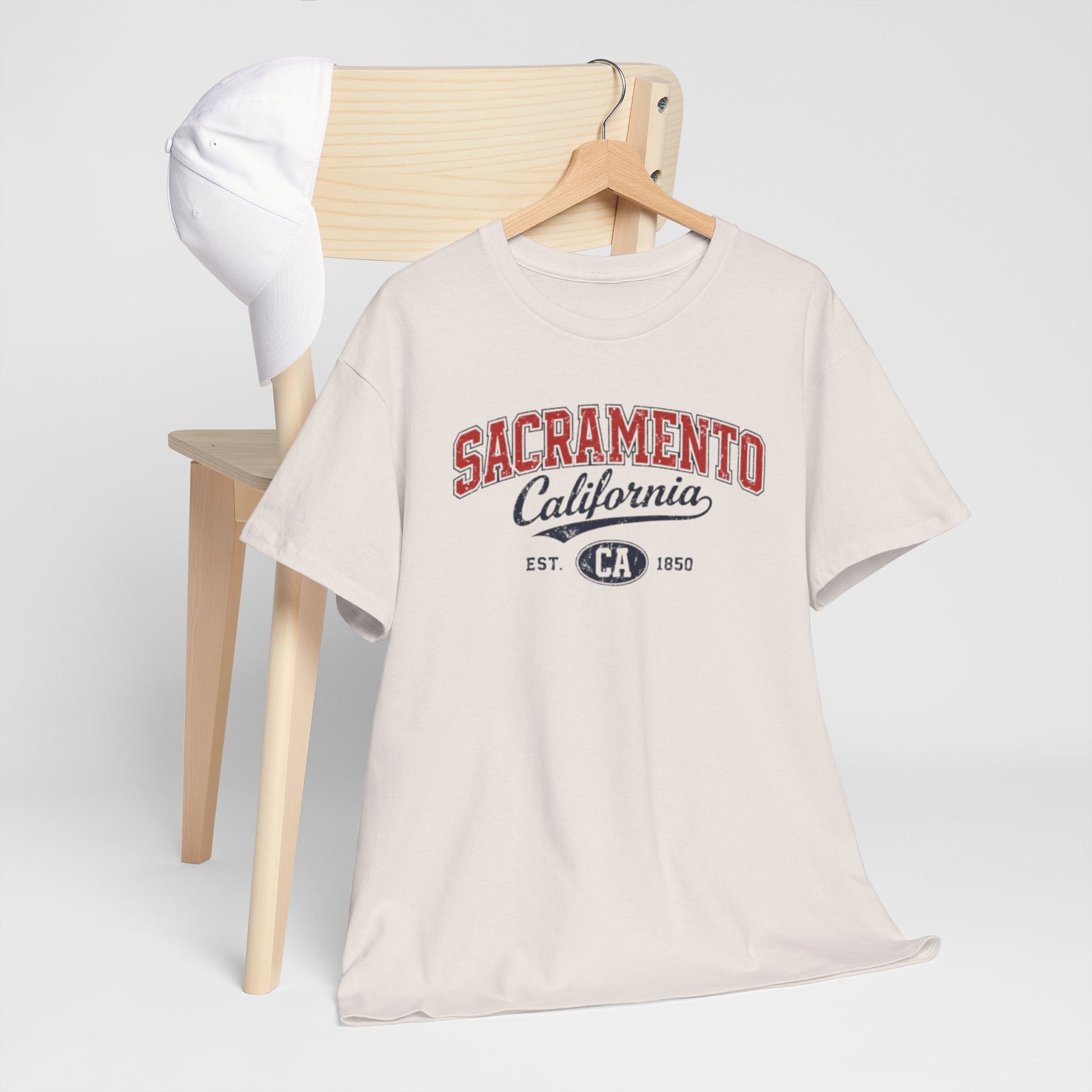 Light Gray Sacramento California Vintage Tee — Retro City College Shirt