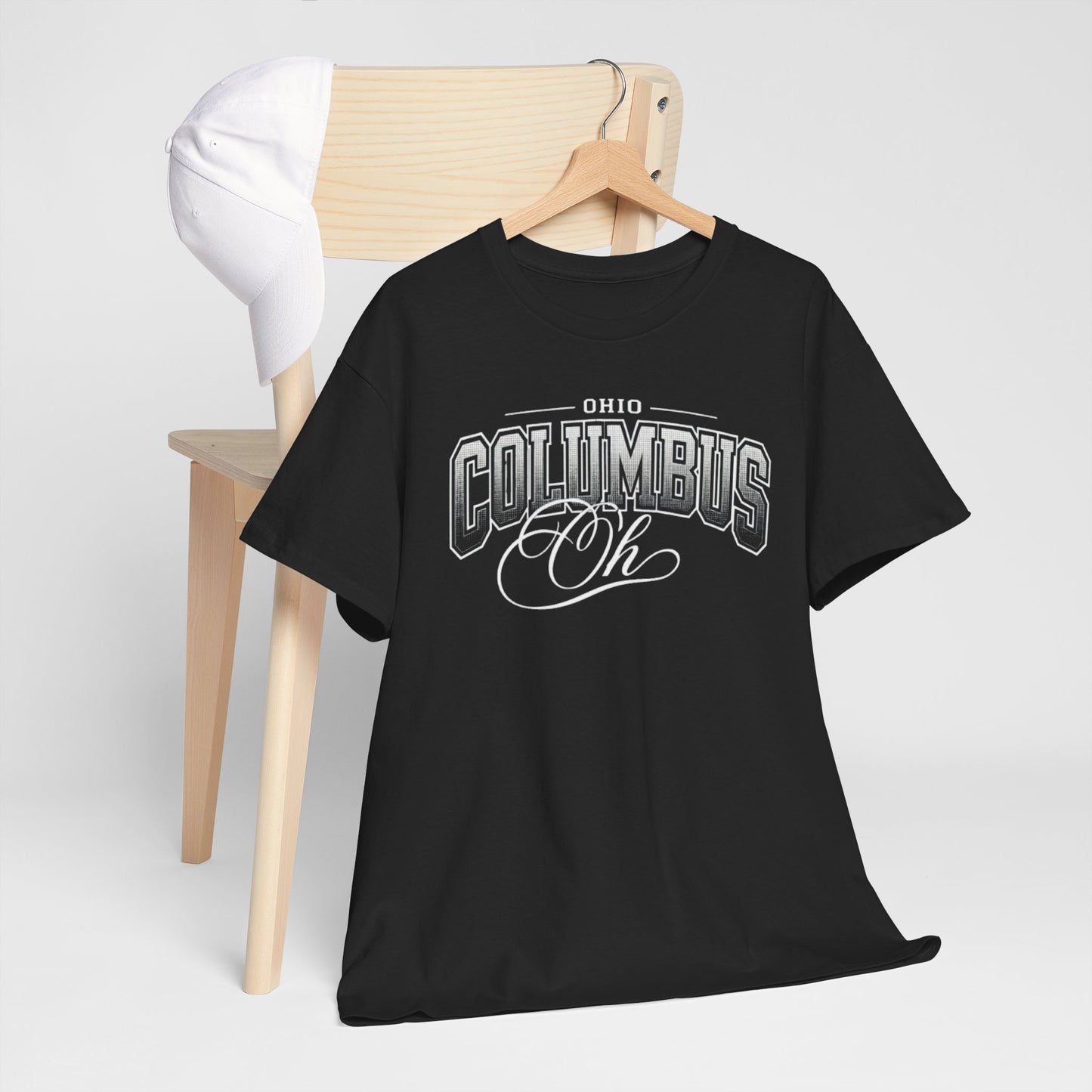 Dark Slate Gray Columbus Ohio Retro Graphic Tee — Vintage City Script T-Shirt