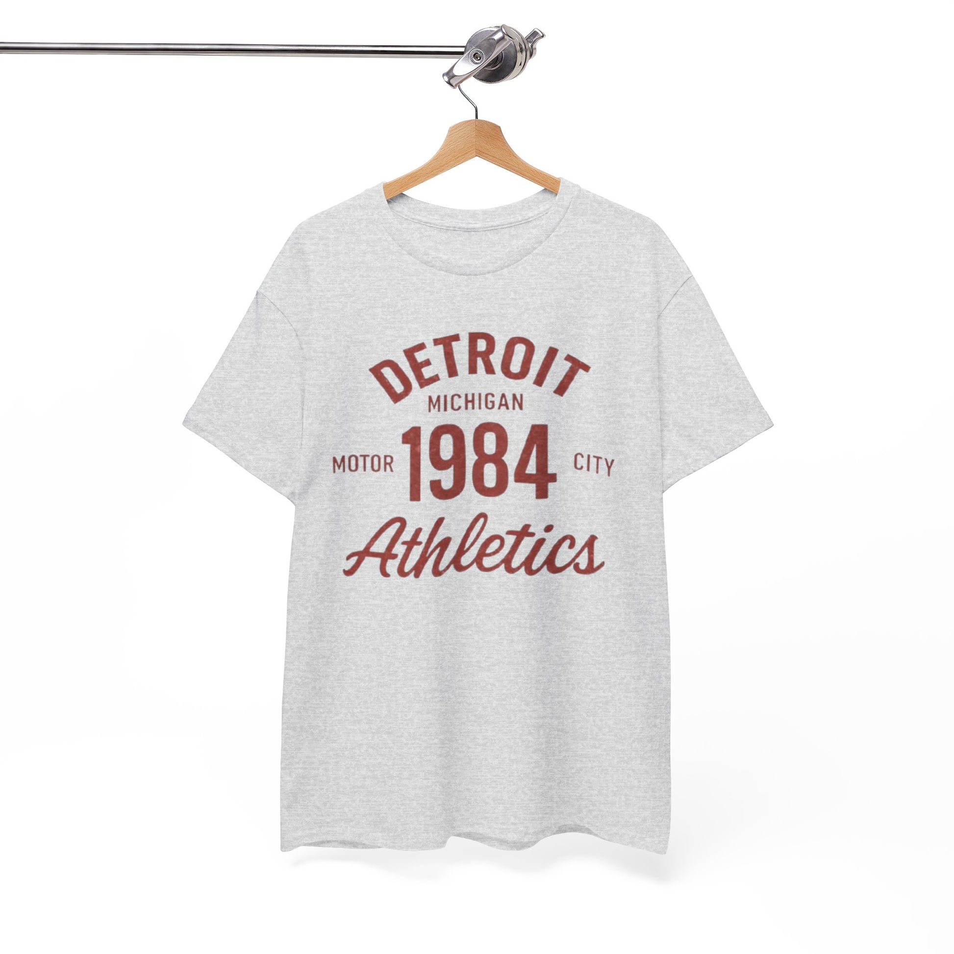 White Smoke Detroit 1984 Athletics T‑Shirt vintage athletic  retro sports tee casual streetwear  Michigan tee  college style