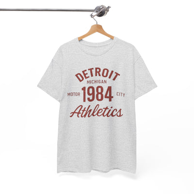 White Smoke Detroit 1984 Athletics T‑Shirt vintage athletic  retro sports tee casual streetwear  Michigan tee  college style