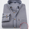 Light Slate Gray 1pc Men'S Casual Plaid Shirt | Long Sleeve, Non-Stretch Fabric, Single Breasted, Left Chest Pocket, Ideal for Daily Commute and Business Casual Occasions