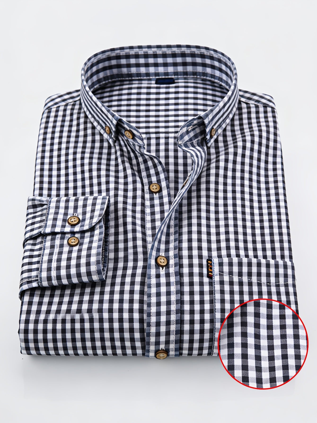 Light Slate Gray 1pc Men'S Casual Plaid Shirt | Long Sleeve, Non-Stretch Fabric, Single Breasted, Left Chest Pocket, Ideal for Daily Commute and Business Casual Occasions