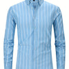 Sky Blue Men'S Long-Sleeve Striped Woven Dress Shirt Made of Pure