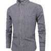 White Smoke Kingstiger Men's casual slim cotton plaid shirt, Casual Breathable Lapel Button Up Long Sleeve Shirt Top for City Walk Street Hanging Outdoor Activities