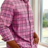 White Smoke Men'S Plaid Long-Sleeve Shirt with 3D Digital Printing, Suitable for Casual Outings, Entertainment, And Gatherings