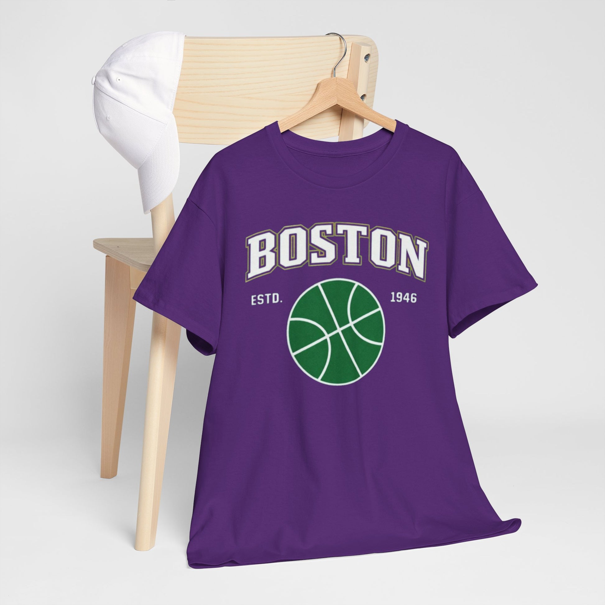 Lavender Boston Basketball Tee – Retro Established 1946 Sports Shirt